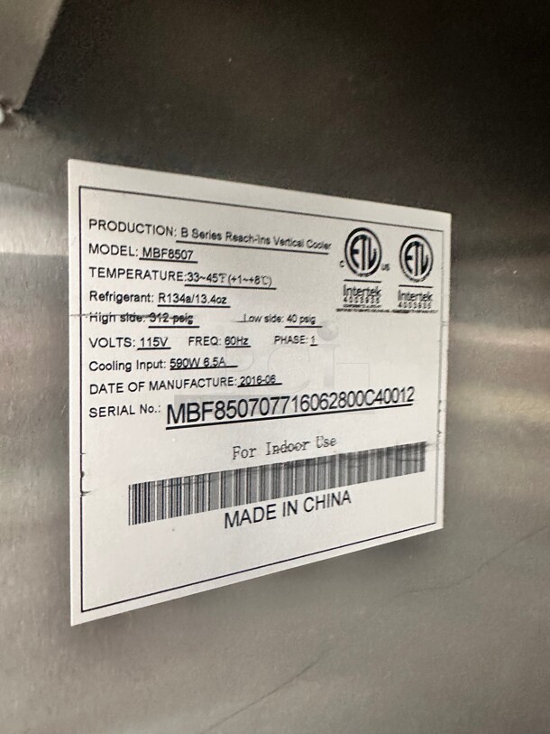 Late Model Atosa MBF8507 Two Door 54 inch Reach-In Refrigerator Bottom Mount Series 115 Volt Excellent Working Condtion - Image 6 of 6