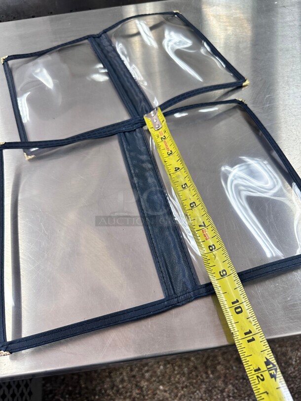 Clear Restaurant Menu Covers, Letter Size Holders with Double Panels, Blue Corners (9 x 13 in) - Image 2 of 6