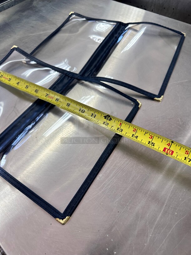 Clear Restaurant Menu Covers, Letter Size Holders with Double Panels, Blue Corners (9 x 13 in) - Image 3 of 6