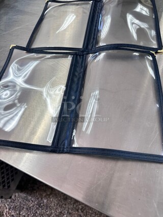 Clear Restaurant Menu Covers, Letter Size Holders with Double Panels, Blue Corners (9 x 13 in)