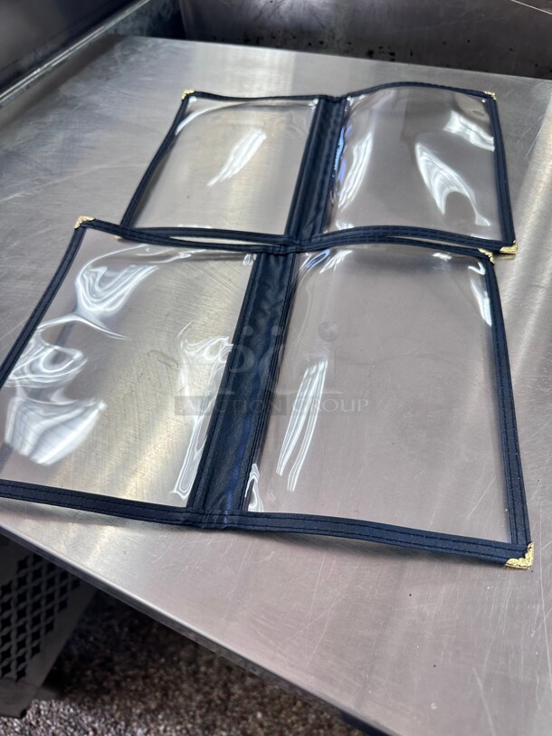 Clear Restaurant Menu Covers, Letter Size Holders with Double Panels, Blue Corners (9 x 13 in) - Image 6 of 6