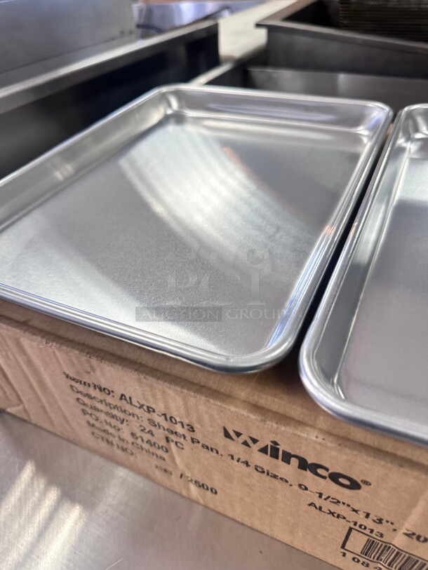 New Winco ALXP-1013 1/4 Quarter Size Bun / Sheet Pan - 13 x 9 1/2, 20 gauge Aluminum - Image 6 of 8