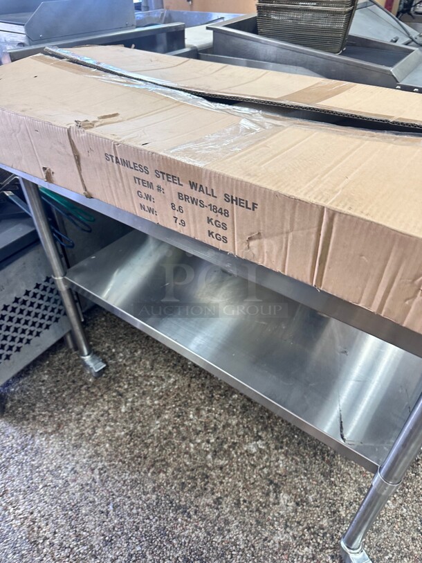 New In A Box! Prepline PWS-1848 18X48 Stainless Steel Wall-Mount Shelf - Image 5 of 8