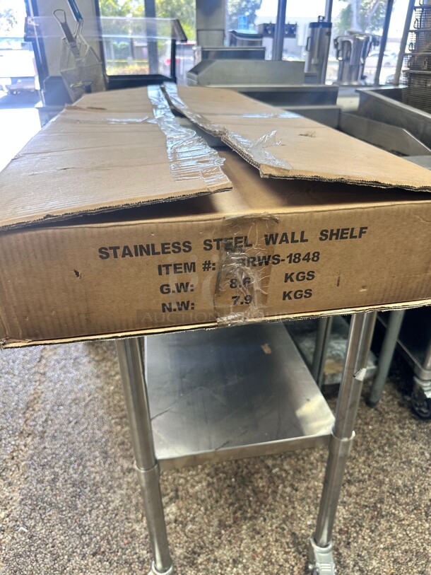 New In A Box! Prepline PWS-1848 18X48 Stainless Steel Wall-Mount Shelf - Image 6 of 8