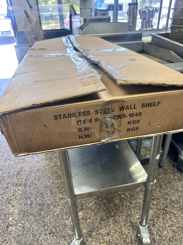New In A Box! Prepline PWS-1848 18X48 Stainless Steel Wall-Mount Shelf - Image 7 of 8