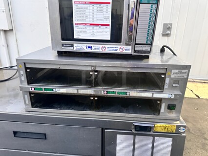 Excellent Condition Prince Castle DHB2PT-33B 33 inch Freestanding Warming Unit w/ (2) 24 inch Compartments, 208-240v/1ph