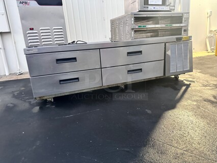 Excellent Condition Delfield F2973CP 73 inch Chef Base w/ (4) Drawers - 115v Working