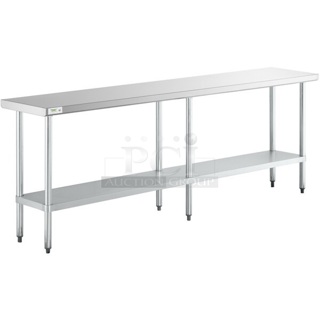BRAND NEW SCRATCH AND DENT! Regency 600T1896G 18" x 96" 18-Gauge 304 Stainless Steel Commercial Work Table with Galvanized Legs and Undershelf. May Be Missing Pieces.