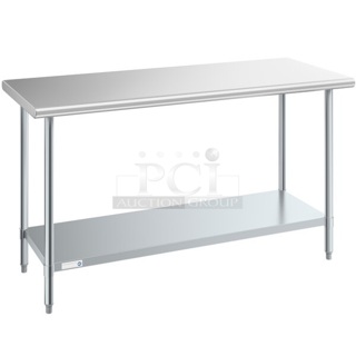 BRAND NEW SCRATCH AND DENT! Steelton 522ETSG2460 24" x 60" 18 Gauge 430 Stainless Steel Work Table with Undershelf. May Be Missing Pieces.
