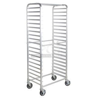 BRAND NEW SCRATCH AND DENT! Regency 109APR1826L 20 Pan Side Load Bun / Sheet Pan Rack - Unassembled. May Be Missing Pieces.