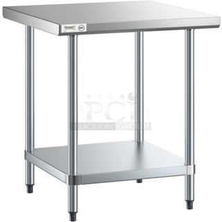 BRAND NEW SCRATCH AND DENT! Regency 600T3030G 30" x 30" 18-Gauge 304 Stainless Steel Commercial Work Table with Galvanized Legs and Undershelf. May Be Missing Pieces.