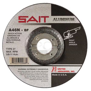 Box of 100 BRAND NEW! United Abrasives SAIT 20062 Depressed Center Grinding Wheel, 27, 4-1/2" Dia, 1/4" Thick, 7/8" Arbor Hole Size, Aluminum Oxide