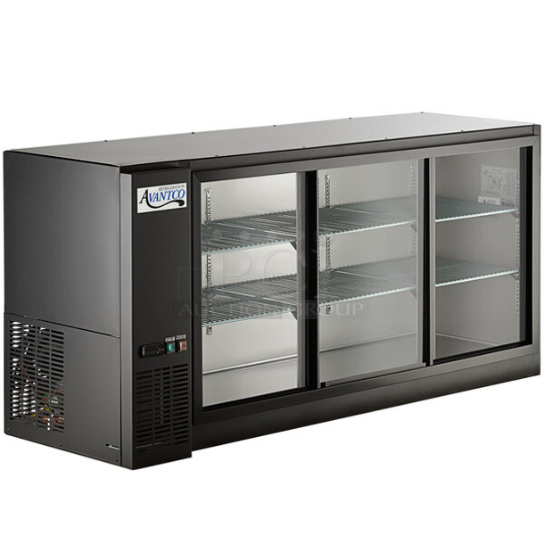BRAND NEW SCRATCH AND DENT! 2023 Avantco 178UBB72SGT Metal Commercial 3 Door Back Bar Cooler Merchandiser. 115 Volts, 1 Phase. Cannot Test Due To Damaged Plug Head - Image 1 of 8