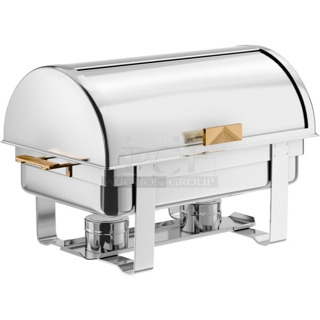 2 BRAND NEW SCRATCH AND DENT! Choice 407COH4 Stainless Steel Countertop Chafer w/ Roll Top Lid. 2 Times Your Bid!
