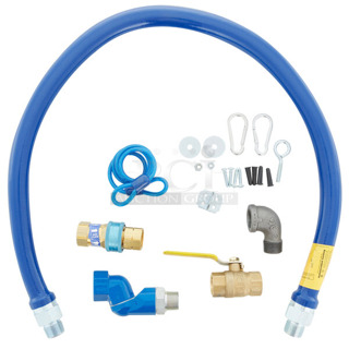 2 BRNAD NEW SCRATCH AND DENT! Dormont 1675KITS48 Deluxe 48" Moveable Gas Connector Kit with Swivel MAX®, SnapFast® Quick Disconnect, Two Elbows, and Restraining Cable - 3/4" Diameter. 2 Times Your Bid!