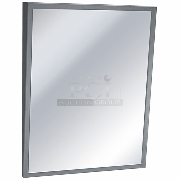 BRAND NEW SCRATCH AND DENT! American Specialties, Inc. 96105352436 24" x 36" Fixed Tilt Plate Glass Mirror with Stainless Steel Frame - Image 1 of 4