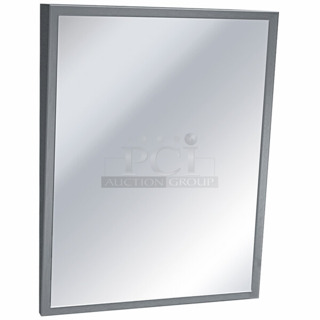 BRAND NEW SCRATCH AND DENT! American Specialties, Inc. 96105352436 24" x 36" Fixed Tilt Plate Glass Mirror with Stainless Steel Frame