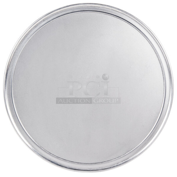 BRAND NEW SCRATCH AND DENT! Box of 19 American Metalcraft HATP22 22" Heavy Weight Aluminum Wide Rim Pizza Pan - Image 1 of 4