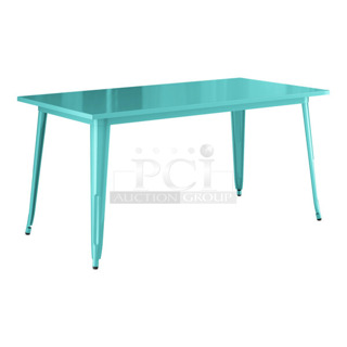 BRAND NEW SCRATCH AND DENT! Lancaster Table & Seating 164DA3263SFM Alloy Series 63" x 32" Aquamarine Standard Height Outdoor Table. May Be Missing Pieces