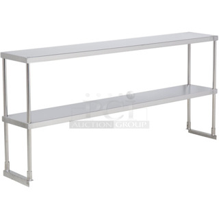 BRAND NEW SCRATCH AND DENT! Avantco 178SSDOS7118 Stainless Steel Double Deck Overshelf - 18" x 70 3/8". May Be Missing Pieces