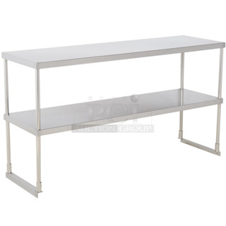 2 BRAND NEW SCRATCH AND DENT! Regency 600DOS1860 Stainless Steel Double Deck Overshelf - 18" x 60" x 32". May Be Missing Pieces. 2 Times Your Bid!