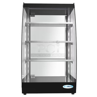 BRAND NEW SCRATCH AND DENT! KoolMore DC-3CB Metal Commercial Countertop Display Case 4 Tier Self Service Pastry Case with LED lighting and Rear Door. Tested and Working!