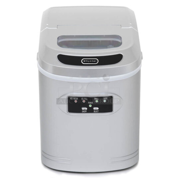 BRAND NEW SCRATCH AND DENT! Whynter IMC-270MS Metal Countertop Compact Portable Ice Maker 27 lb capacity. 115 Volts, 1 Phase. Tested and Working! - Image 1 of 6