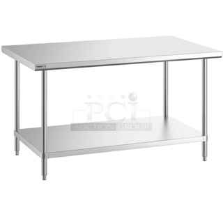 BRAND NEW SCRATCH AND DENT! Regency 600TSS3660S Spec Line 36" x 60" 14 Gauge Stainless Steel Commercial Work Table with Undershelf. May Be Missing Pieces.