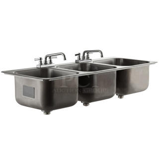 BRAND NEW SCRATCH AND DENT! Advance Tabco DI-3-1410 Stainless Steel  3 Compartment Drop-In Sink - 16" x 14" x 10" Bowls 