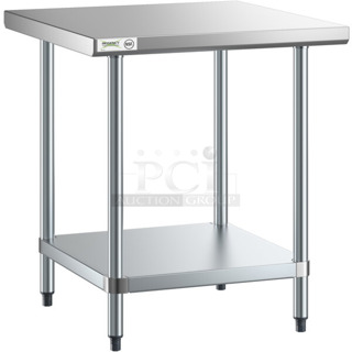 BRAND NEW SCRATCH AND DENT! Regency 600T3030G 30" x 30" 18-Gauge 304 Stainless Steel Commercial Work Table with Galvanized Legs and Undershelf. May Be Missing Pieces.