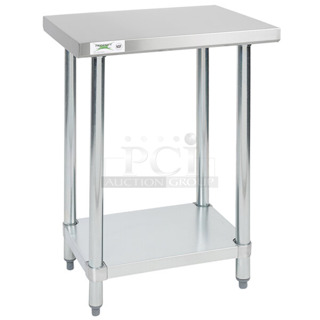 BRAND NEW SCRATCH AND DENT! Regency 600T1824G 18" x 24" 18-Gauge 304 Stainless Steel Commercial Work Table with Galvanized Legs and Undershelf. May Be Missing Pieces.