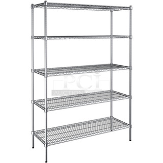 BRAND NEW SCRATCH AND DENT! Steelton 465C1848KE5 18" x 48" NSF Chrome 5-Shelf Kit with 72" Posts. May Be Missing Pieces.
