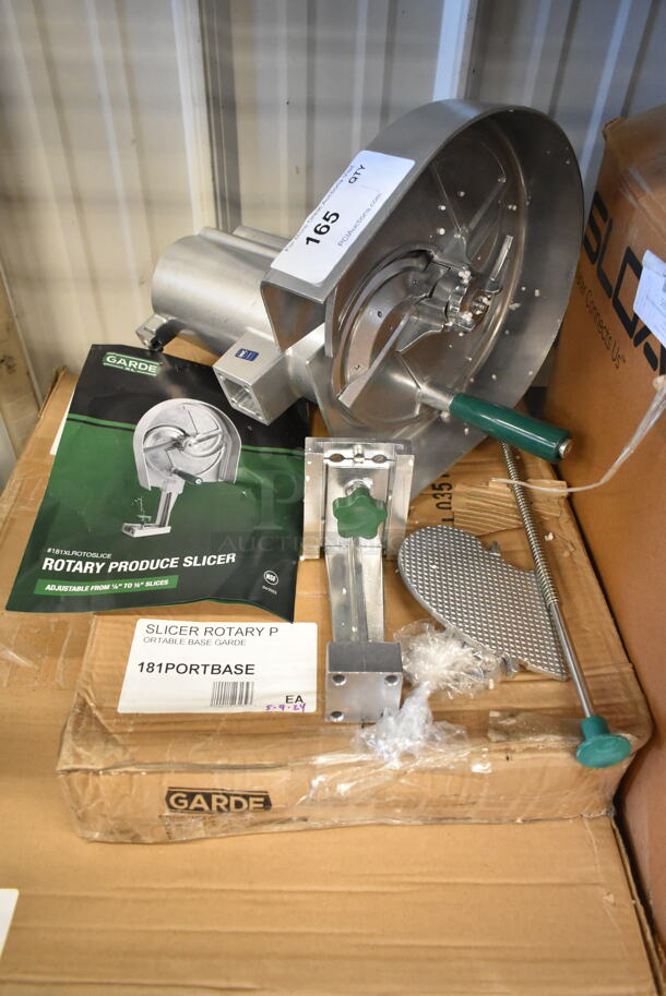 BRAND NEW SCRATCH AND DENT! Garde 181XLROTOSLICE Metal 1/8" to 1/2" Adjustable Fruit / Vegetable Rotary Slicer w/ Garde 181PORTBASE Portable Mounting Base - Image 2 of 9