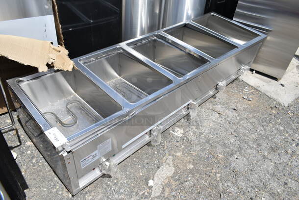 BRAND NEW SCRATCH AND DENT! 2023 ServIt 423EST5WO Stainless Steel Commercial  Five Pan Open Well Electric Steam Table. No Under Shelf or Legs. 208/240 Volts, 1 Phase.  - Image 4 of 8