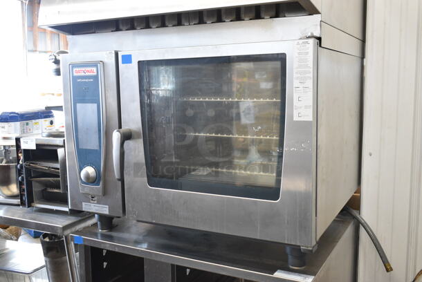 2019 Rational SCC WE 62 Stainless Steel Commercial Electric Powered SelfCooking Center Combi Convection Oven w/ Hood on Equipment Stand. 208 Volts, 3 Phase. Unit Was Pulled From a Working Environment! - Image 5 of 10