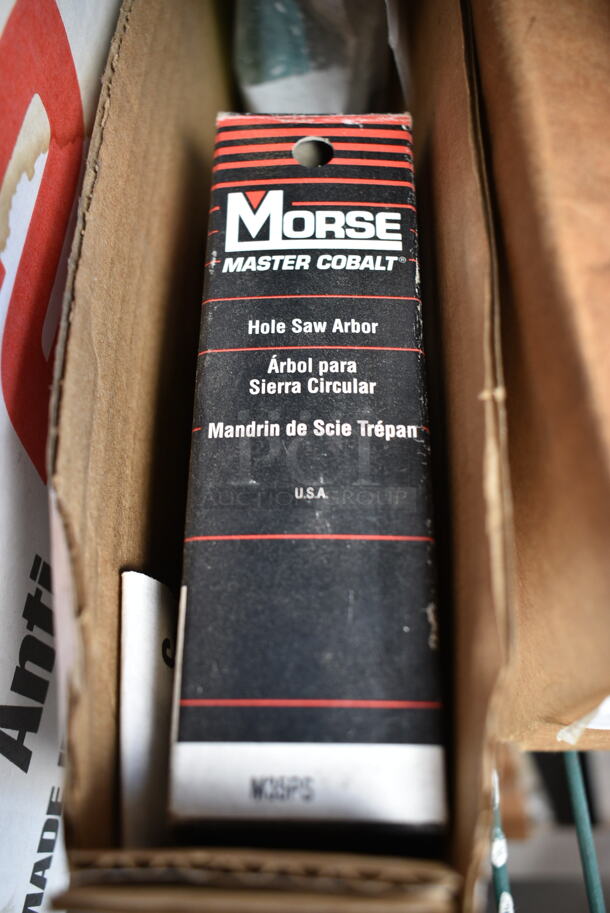 ALL ONE MONEY! Lot of 8 Various Boxes Including Victor Weldtip 14-116, Victor Weldtip 15HFC1116, Victor Weldnoe 24AM-62SS, Morse Hole Saw Arbor.  - Image 6 of 10