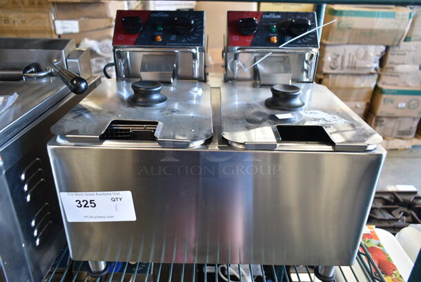 BRAND NEW SCRATCH AND DENT! 2023 Crosson CF-20 Stainless Steel Commercial Countertop Electric Powered 2 Bay Fryer. 120 Volts, 1 Phase. - Image 2 of 8