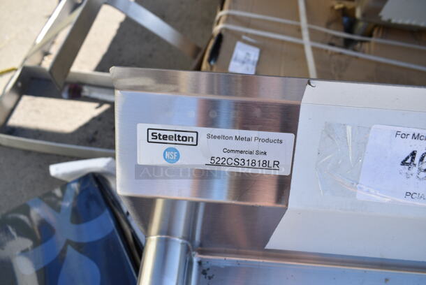 BRAND NEW SCRATCH AND DENT! Steelton 522CS31818LR 90" 18-Gauge Stainless Steel Three Compartment Commercial Sink with 2 Drainboards - 18" x 18" x 12" Bowls` - Image 8 of 8