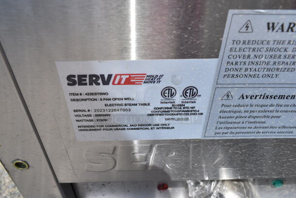 BRAND NEW SCRATCH AND DENT! 2023 ServIt 423EST5WO Stainless Steel Commercial  Five Pan Open Well Electric Steam Table. No Under Shelf or Legs. 208/240 Volts, 1 Phase.  - Image 8 of 8