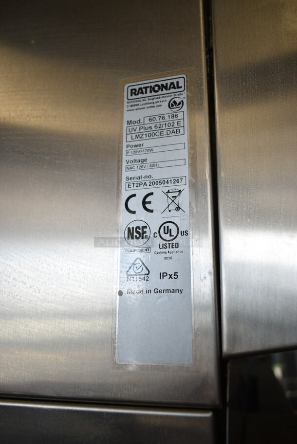 2019 Rational SCC WE 62 Stainless Steel Commercial Electric Powered SelfCooking Center Combi Convection Oven w/ Hood on Equipment Stand. 208 Volts, 3 Phase. Unit Was Pulled From a Working Environment! - Image 9 of 10