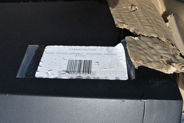 BRAND NEW SCRATCH AND DENT! Backyard Pro 554SMOKR60AS 60" Charcoal / Wood Smoker Grill with Adjustable Grates and Dome on Commercial Casters.  - Image 7 of 7