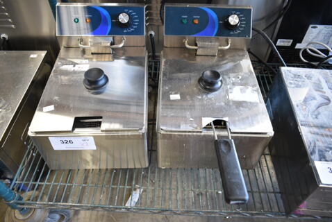 2 BRAND NEW SCRATCH AND DENT! 2023 Hoocoo FRY-10L Stainless Steel Commercial Countertop Electric Powered Fryer w/ Lid and Fry Basket. 120 Volts, 1 Phase. 2 Times Your Bid!