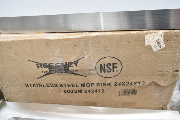 BRAND NEW SCRATCH AND DENT! Regency 600SM242412 16-Gauge Stainless Steel One Compartment Floor Mop Sink - 24" x 24" x 12" Bowl - Image 3 of 3