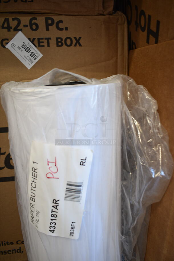 PALLET LOT of 22 BRAND NEW Boxes Including 43318TAR Choice 18" x 700' 40# White Butcher Paper Roll, 75169 1/6 Size Covers, 2 Box 130WKFSNSP Visions Individually Wrapped Heavy Weight White Plastic Cutlery Pack with Napkin and Salt and Pepper Packets - 500/Case, 50016C Choice 16 oz. Coffee Print Poly Paper Hot Cup - 1000/Case, 130HBKCUTFW Visions Individually Wrapped Black Heavy Weight Plastic Fork - 1000/Case, 5001RT800B Lavex 8" White Hardwound Paper Towel, 800 Feet / Roll - 6/Case. 22 Times Your Bid! - Image 2 of 12