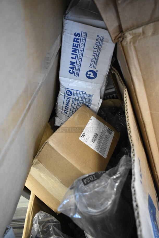 PALLET LOT of 22 BRAND NEW Boxes Including 43318TAR Choice 18" x 700' 40# White Butcher Paper Roll, 75169 1/6 Size Covers, 2 Box 130WKFSNSP Visions Individually Wrapped Heavy Weight White Plastic Cutlery Pack with Napkin and Salt and Pepper Packets - 500/Case, 50016C Choice 16 oz. Coffee Print Poly Paper Hot Cup - 1000/Case, 130HBKCUTFW Visions Individually Wrapped Black Heavy Weight Plastic Fork - 1000/Case, 5001RT800B Lavex 8" White Hardwound Paper Towel, 800 Feet / Roll - 6/Case. 22 Times Your Bid! - Image 3 of 12