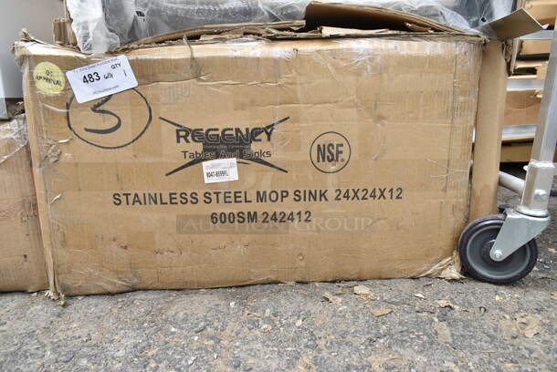 BRAND NEW SCRATCH AND DENT! Regency 600SM242412 16-Gauge Stainless Steel One Compartment Floor Mop Sink - 24" x 24" x 12" Bowl - Image 2 of 2