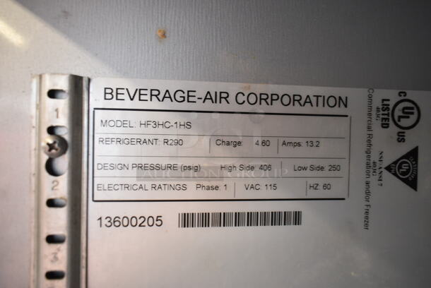 Beverage Air HF3HC-1HS Stainless Steel Commercial 6 Half Size Door Reach In Freezer w/ Poly Coated Racks on Commercial Casters. 115 Volts, 1 Phase. Tested and Working! - Image 7 of 7