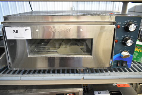 BRAND NEW SCRATCH AND DENT! 2023 Hoocoo CMO-1 Stainless Steel Commercial Countertop Electric Powered Pizza Oven w/ Broken Cooking Stone. 120 Volts, 1 Phase. Tested and Working!