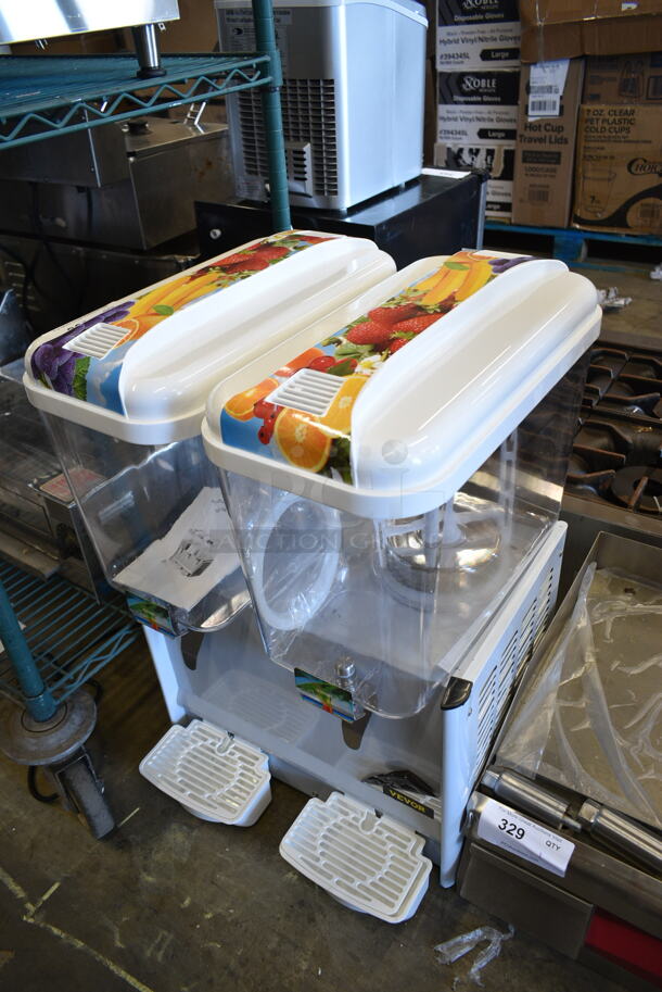 BRAND NEW! Vevor LSJ18LX2 Metal Commercial Countertop 2 Hopper Refrigerated Beverage Machine. 110 Volts, 1 Phase. Tested and Working! - Image 3 of 7