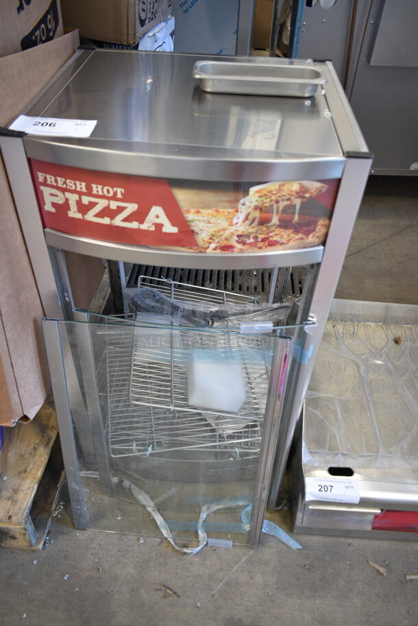 BRAND NEW SCRATCH AND DENT! ServIt 423PDW12D2S Stainless Steel Commercial Countertop 12" Self-Service Countertop Display Warmer with 4 Shelves. See Pictures for Broken / Missing Glass Panes. Tested and Working! - Image 2 of 7